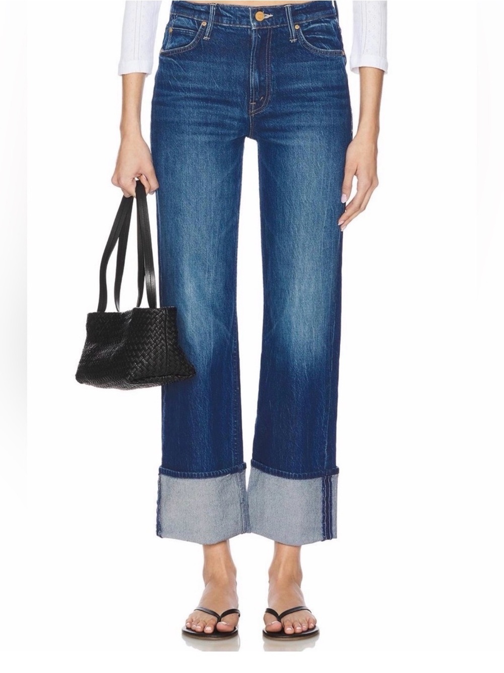 MOTHER Checkerboard Duster Flood Cuff Jeans 27 NWT